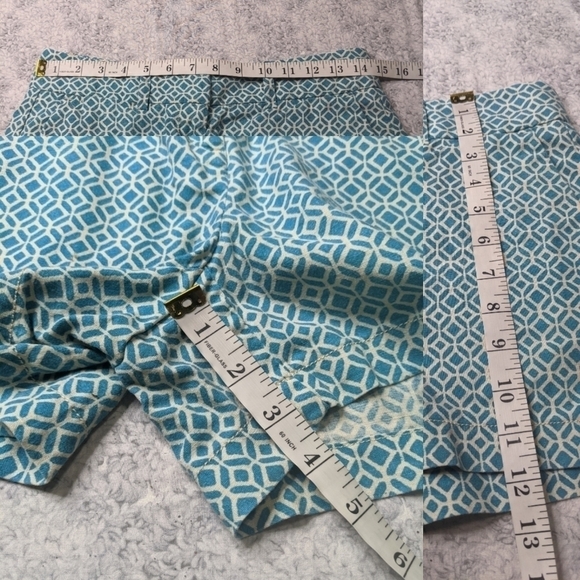 ✨3/$15 LOFT blue geometric linen & cotton blend short 00 - Picture 4 of 6